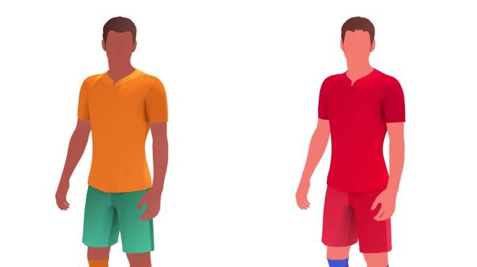 几个足球运动员的3d动画(续)。