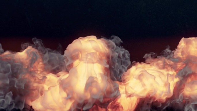 火焰爆炸与梦幻般的浓烟在黑暗的背景下运动图形设计。3d渲染数字动画高清