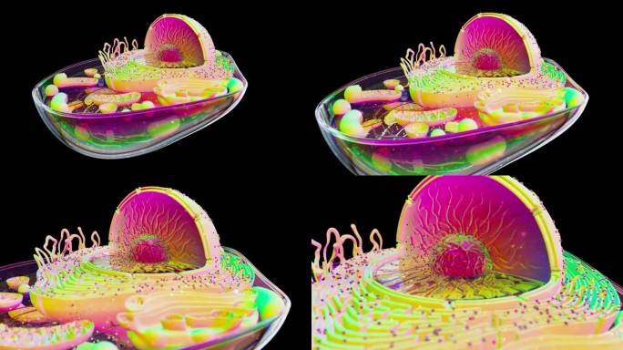 生物细胞和细胞核的4K抽象动画
