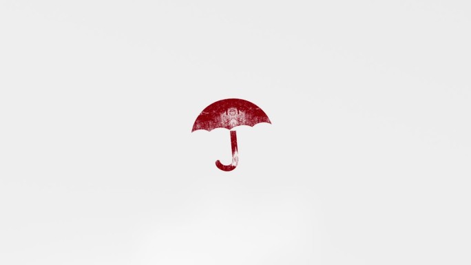伞红色盖章三维动画