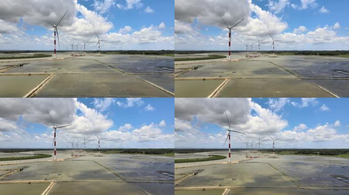 风力发电厂鸟瞰图。可再生能源革命:风力发电