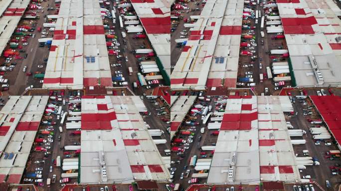 墨西哥城阿巴斯托斯市场鸟瞰图。