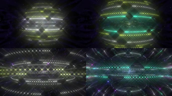 Colorful Glittering Light Rings Circling Animation