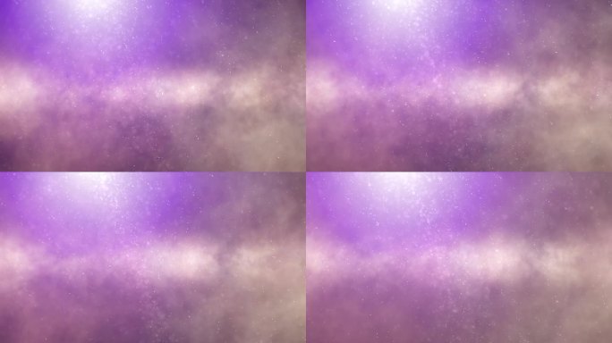 梦幻的太空天空与一个发光的星云光和抽象的下降闪闪发光的粒子星星紫色的背景动画。