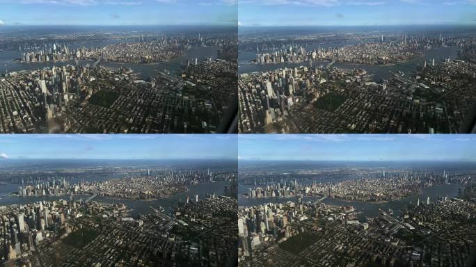 从飞机视角看纽约城市建筑快速发展航拍延时