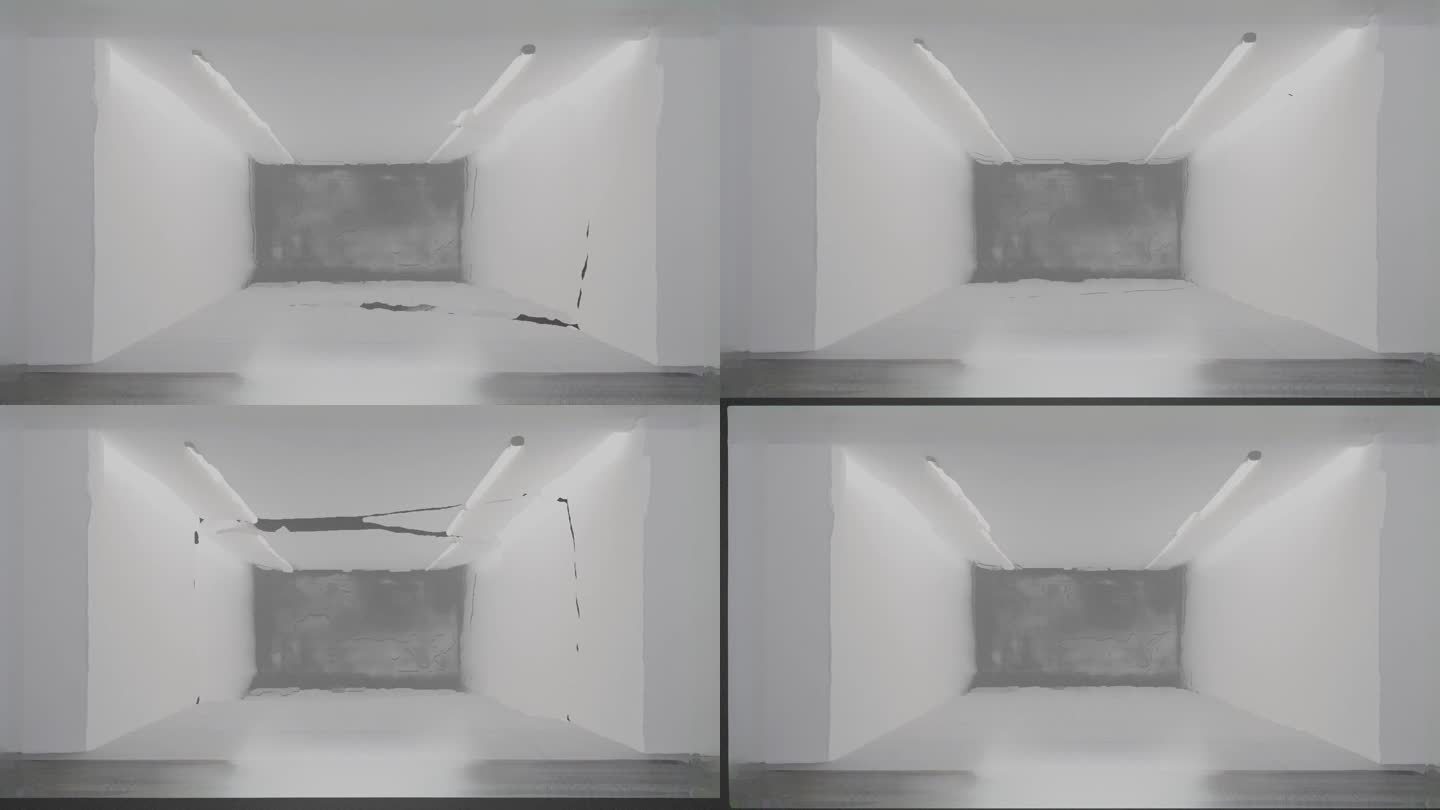 高达4K分辨率，白色走廊，3D点云动画，在Blender中渲染