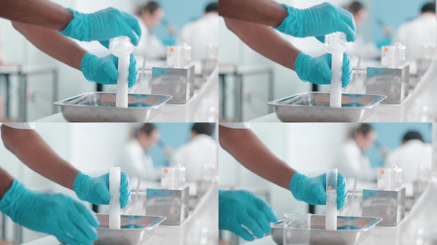 实验室技术员研究和开发抗病毒药物。