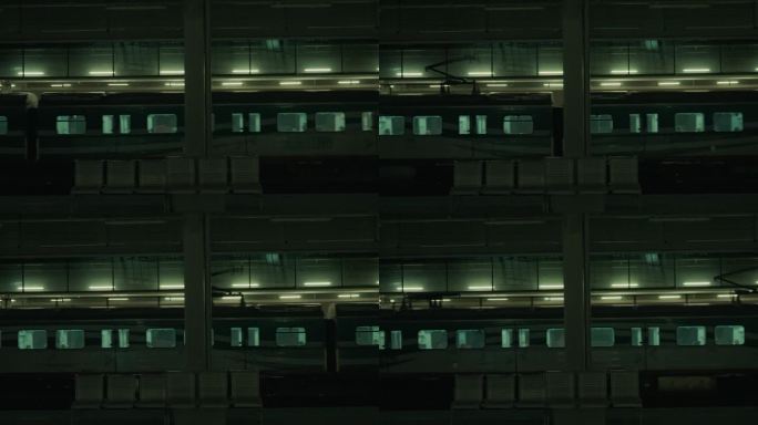 夜间干线客运列车从车站出发的4K画面。