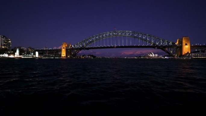 悉尼海港大桥夜景航拍