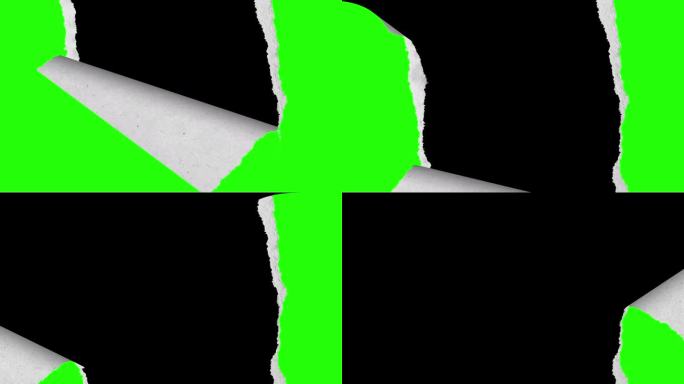 撕纸过渡效果与绿屏背景。