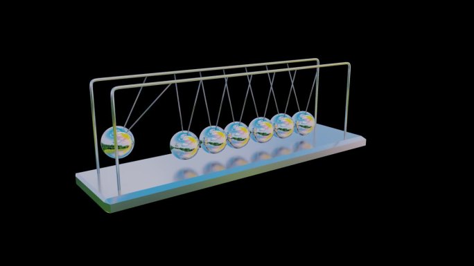 牛顿摇篮显示物理定律和动量守恒的科学原理3d渲染。钟摆满意视频与Alpha通道