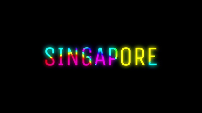 在黑色背景上孤立的变色词新加坡的说明性动画