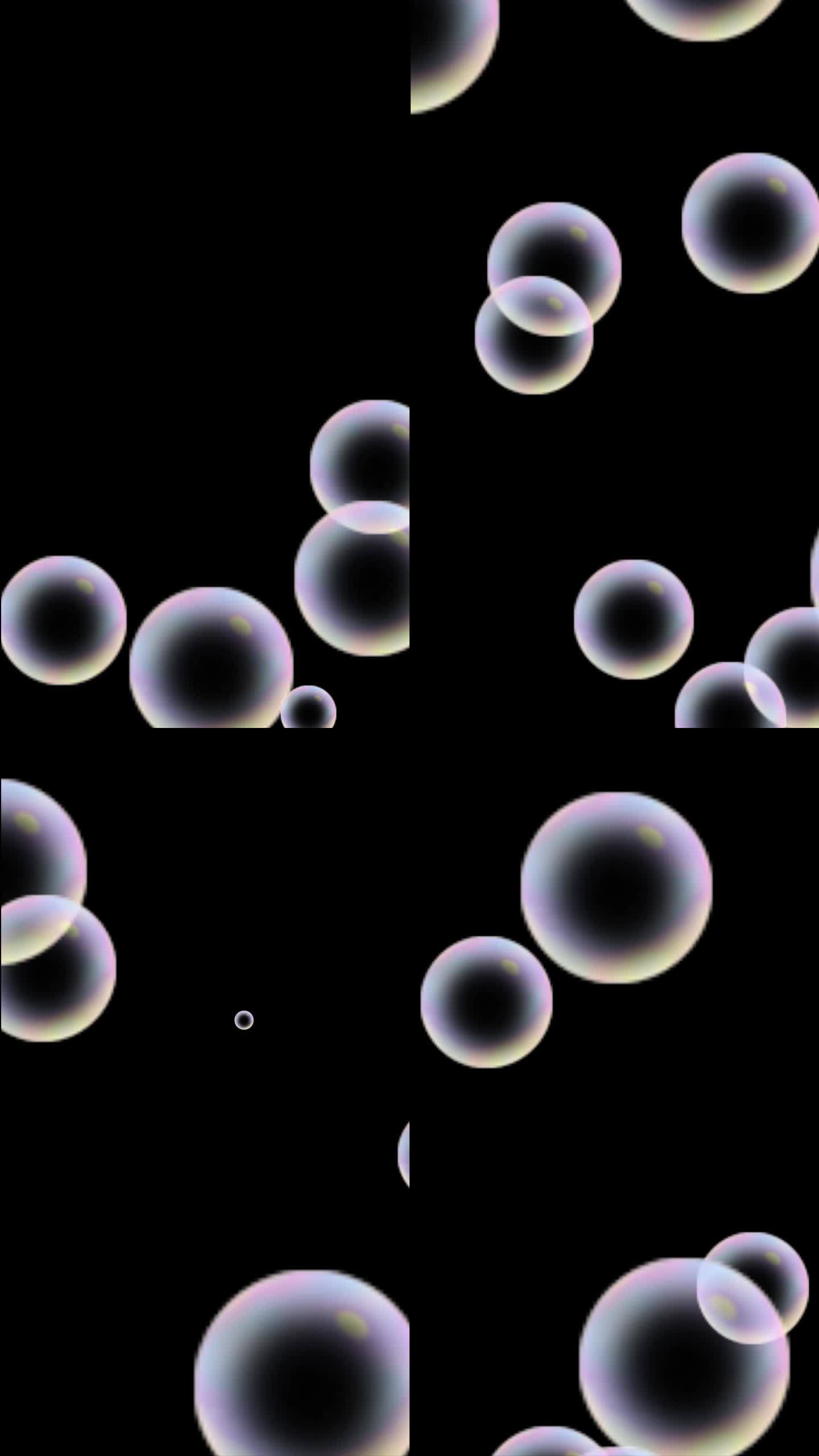 大的上升白色气泡(黑色背景)垂直肥皂泡