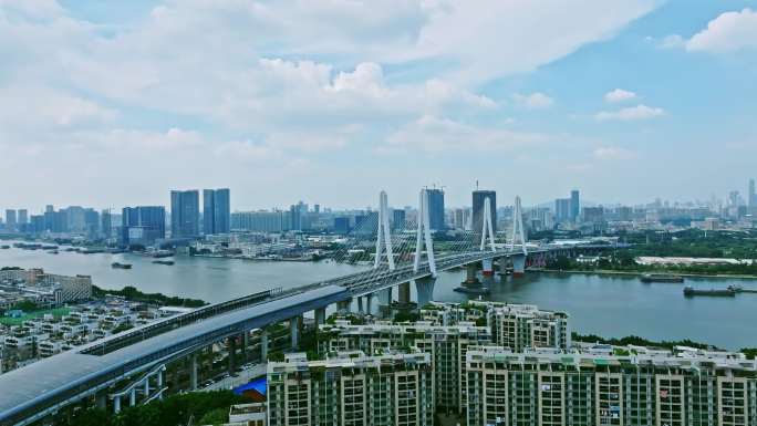 航拍广州洛溪大桥4K航拍2023