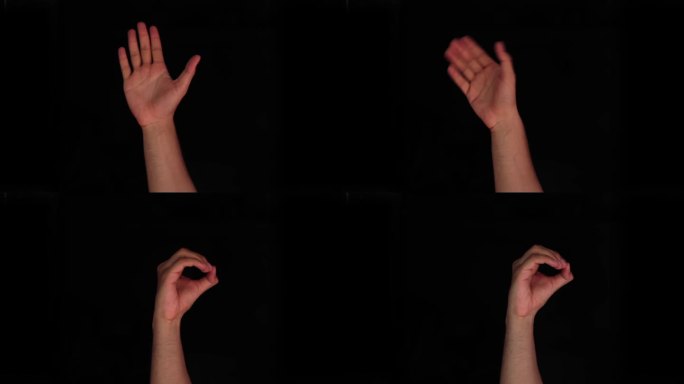 N N字母美国手语高清视频演示，美国手语(ASL)单手N N字母手语孤立在黑色背景。