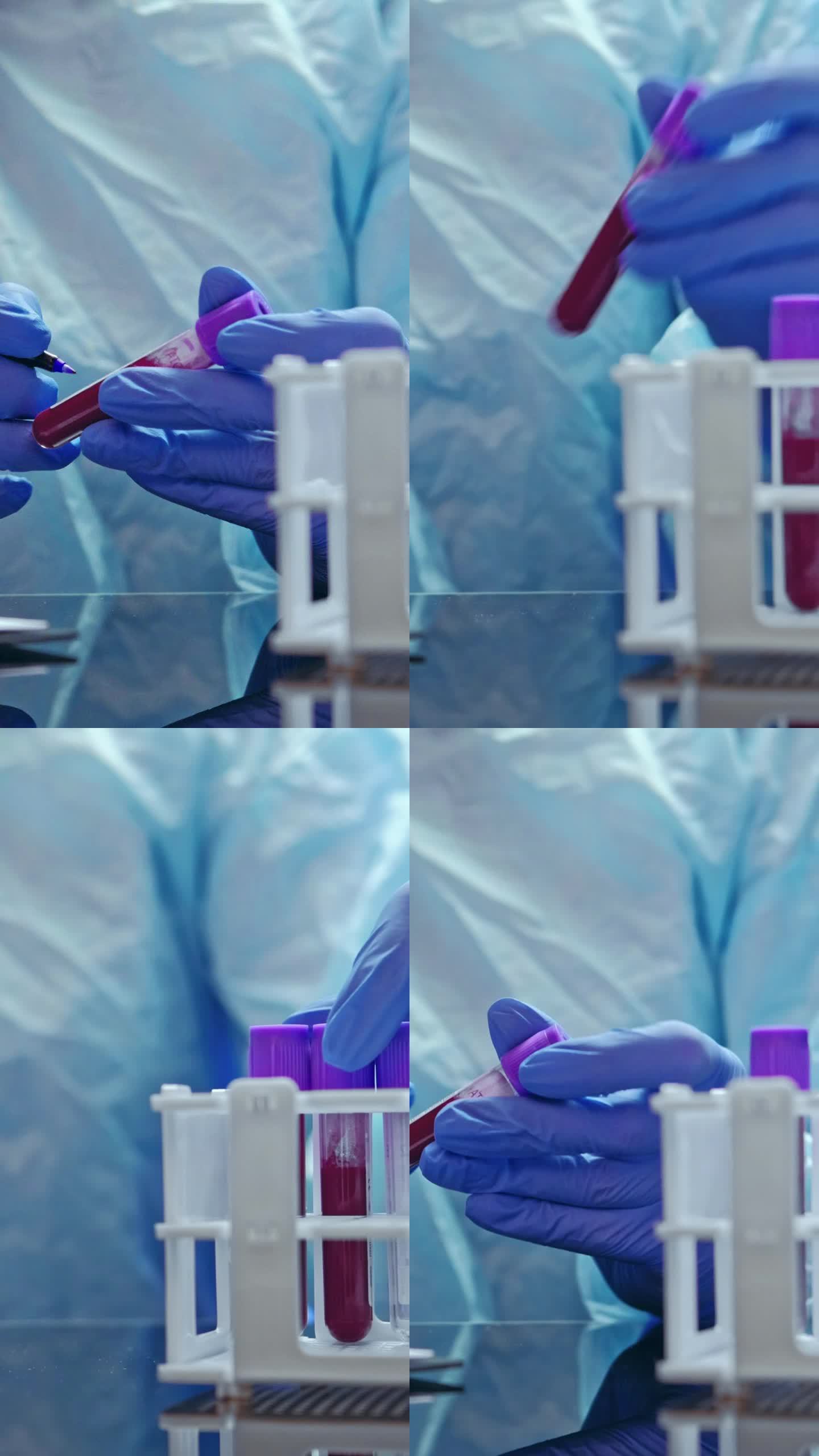 垂直血液研究技术人员手持导管