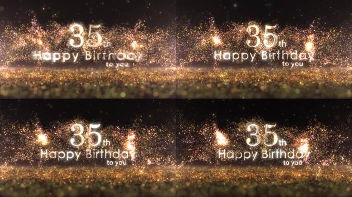 35岁生日祝福用金色的纸屑和粒子，35岁生日快乐，生日庆祝