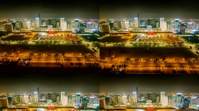 航拍苏州北站京沪高铁夜景延时摄影