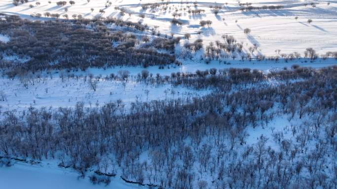 航拍内蒙古亚洲第一湿地雪景合集