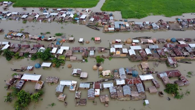 孟加拉国北部受洪水影响的村庄