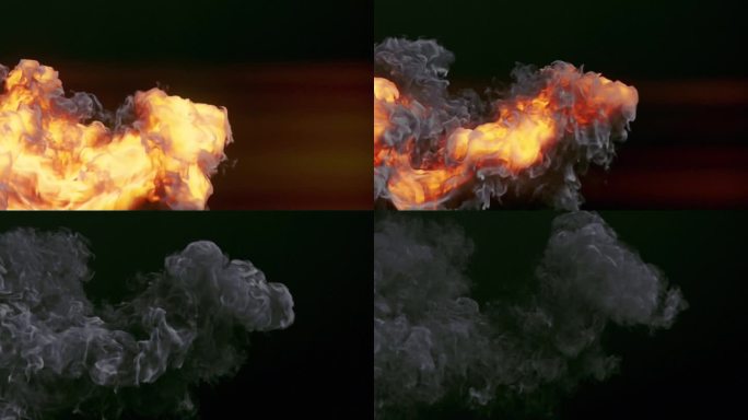 高度逼真的慢动作爆炸与黑烟。3d渲染抽象背景。高清数字动画