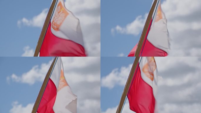波兰国旗迎风飘扬飘扬
