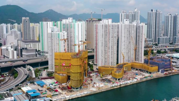 香港房屋建设的无人机视图