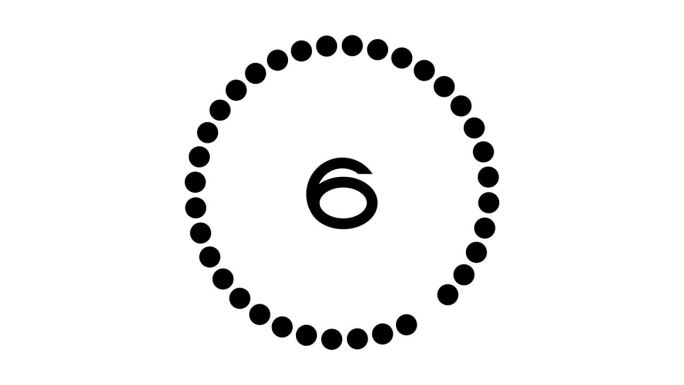 从10到0倒数的动画。显示在黑色圆形旋转框中的数字。
