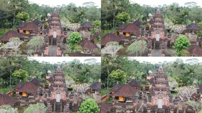 无人机在印尼乌布的普拉古农勒巴神庙附近拍摄的画面