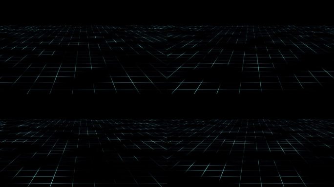 技术线框景观。透视网格。数字空间。黑色背景上的彩色网格。60 fps 3D渲染