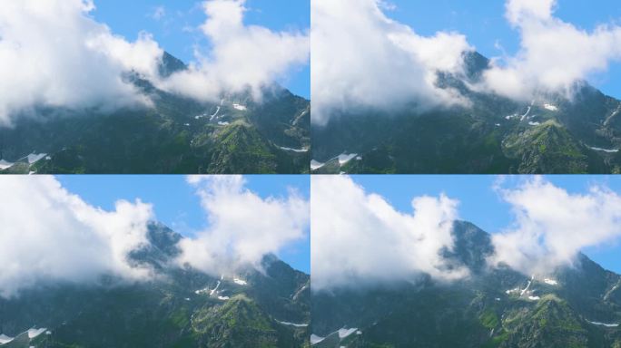 美丽的自然景观，山峰在云的时间流逝。山顶在塔特拉国家公园，道路到莫斯基奥科或海眼湖在夏季白天的时间流