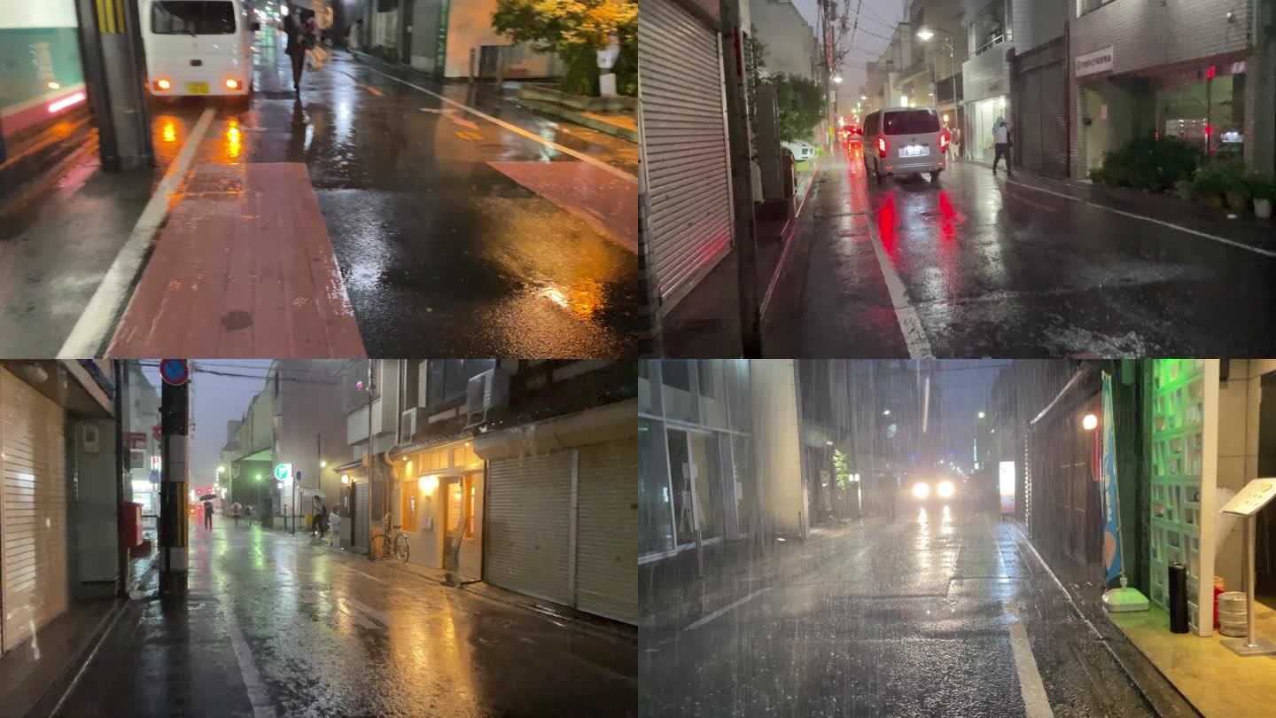 下雨天淋雨的画面