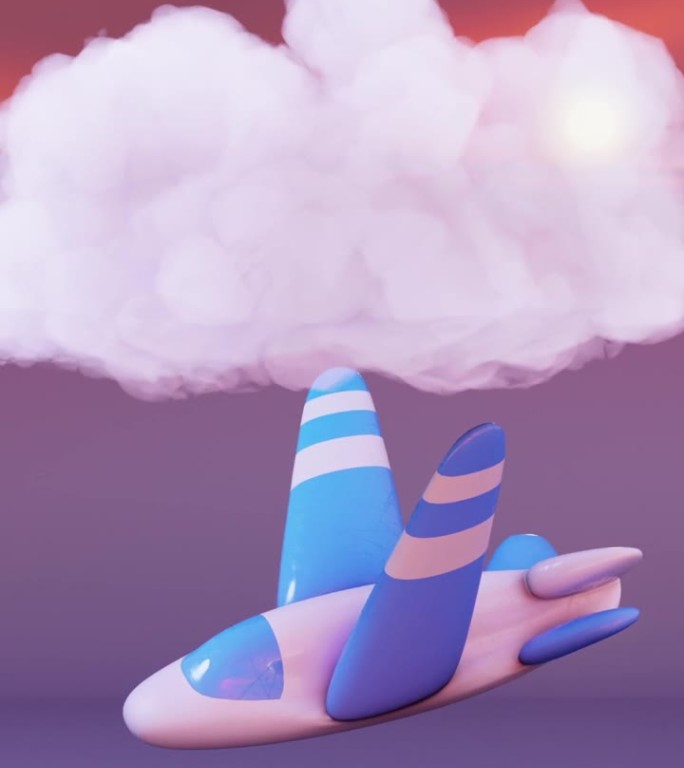 有趣的充气橡胶飞机正在尝试起飞，下降和跳跃，3D动画，数字生成视频