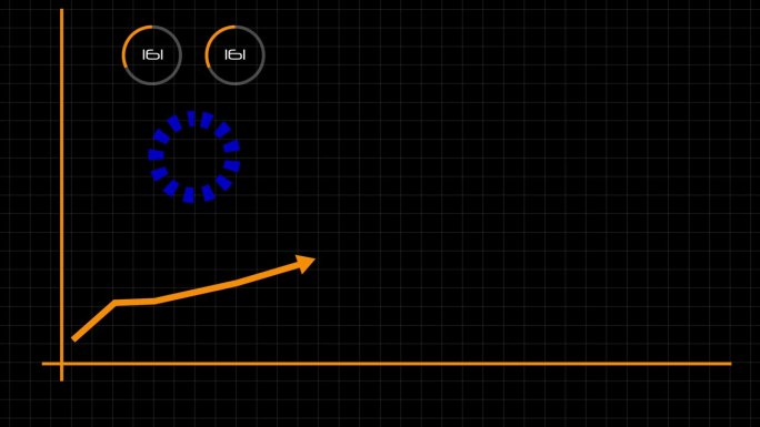 线形图业务利润增长在黑色背景动画。k_212