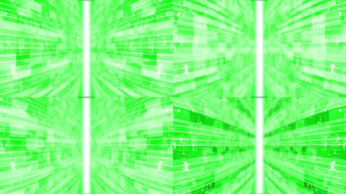 三维绿色条纹盒子图案移动技术三维空间与光线