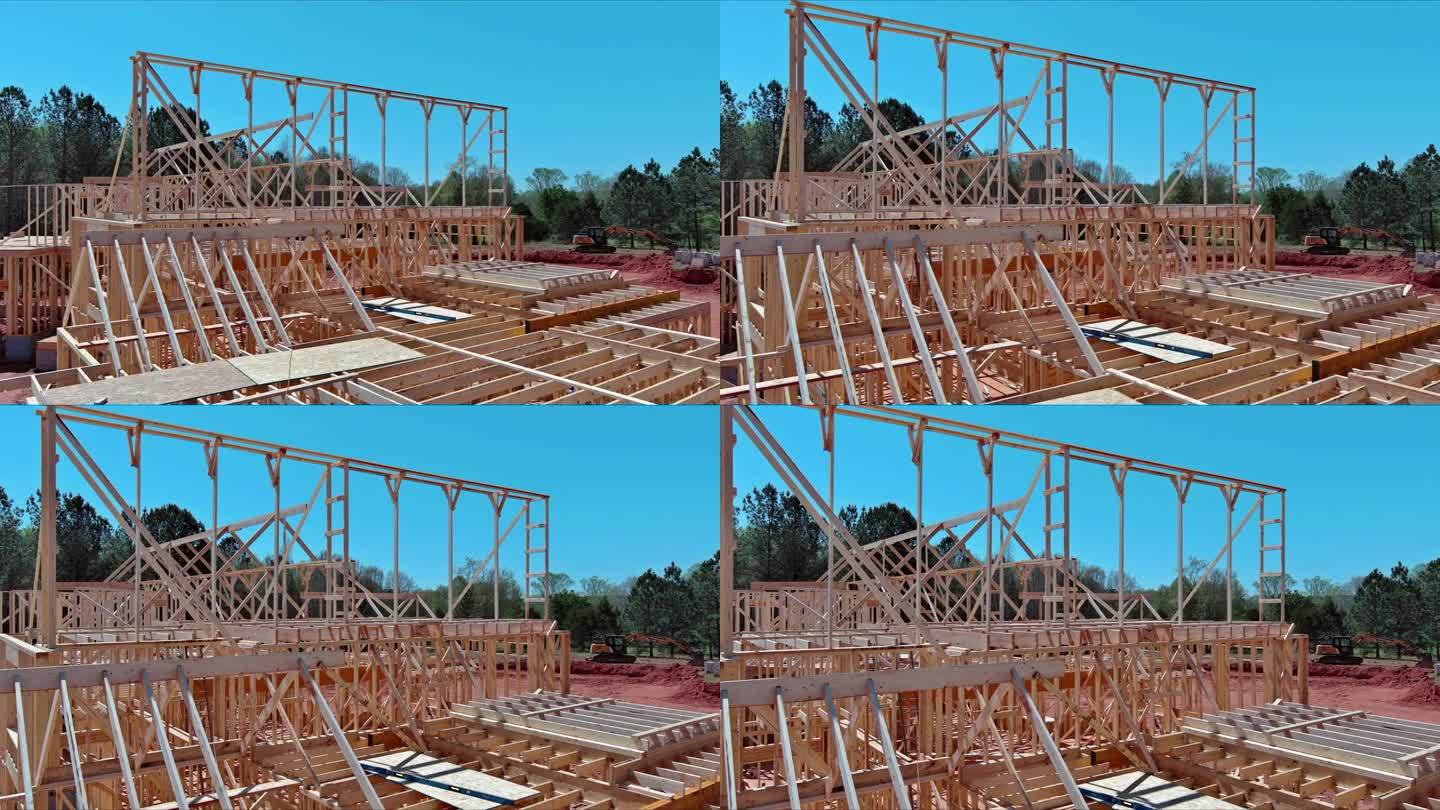 在建造新房子的过程中，框架框架梁被粘住了
