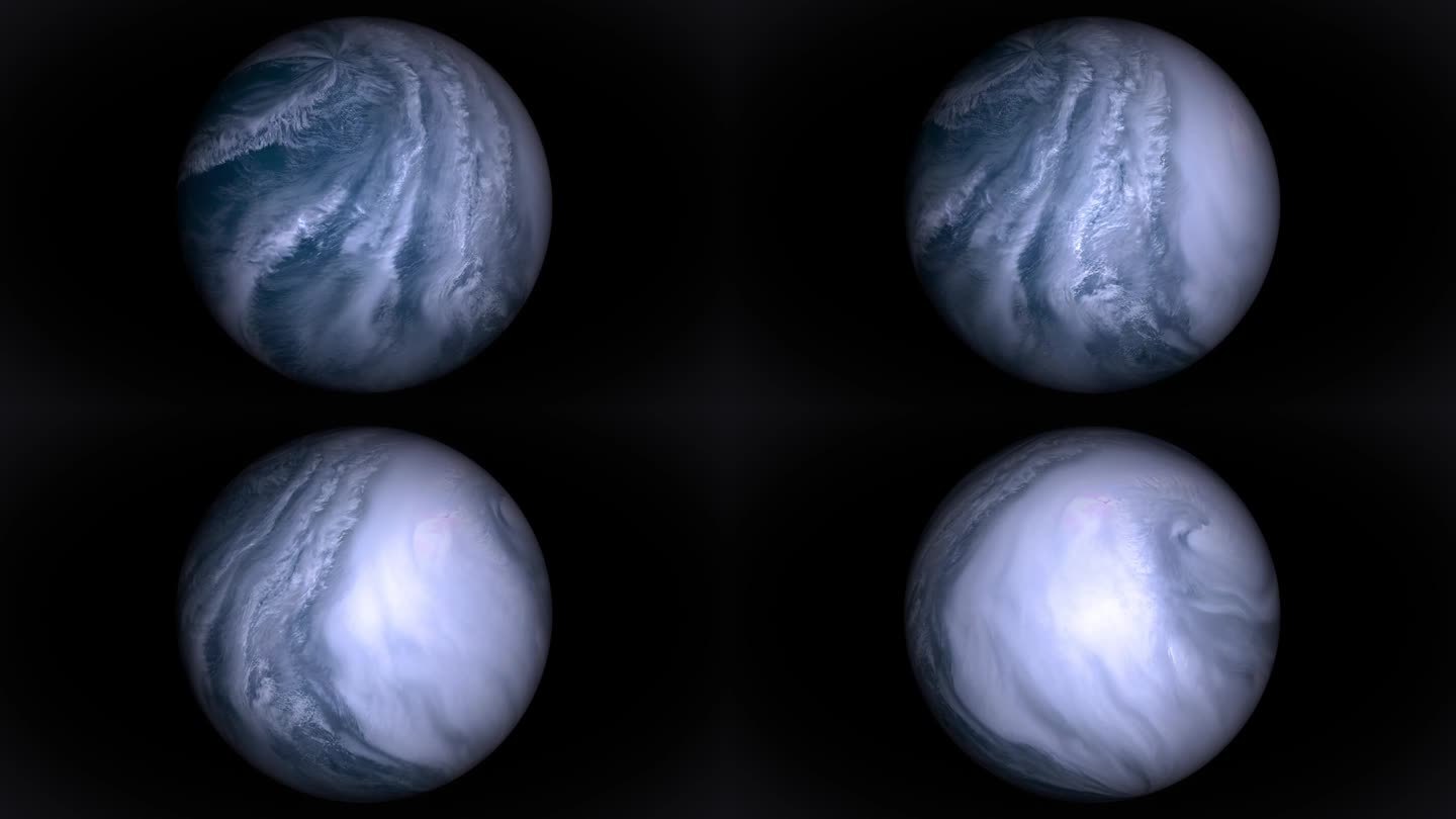 飓风行星与天气雨云。3D球体隔离在黑色背景