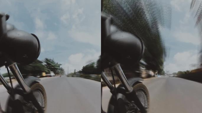 超速驾驶者在城市高速公路上加速的视频垂直镜头1080