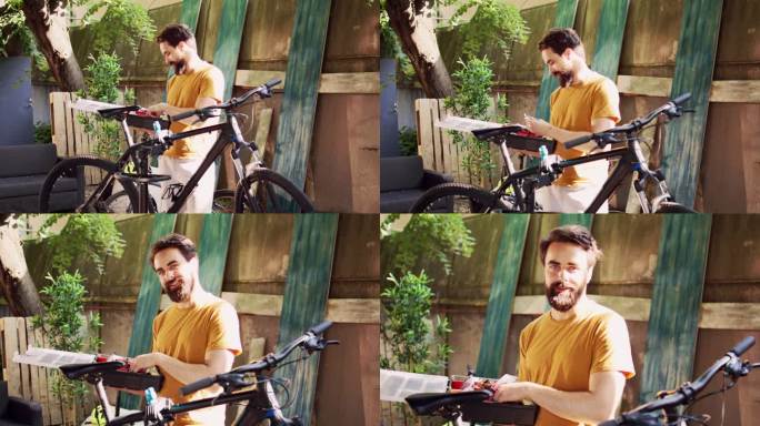 热爱运动的男人抓自行车工具箱