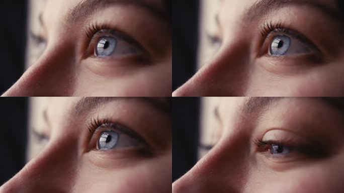 微距工作室拍摄的女人的眼睛与睫毛和瞳孔的特写