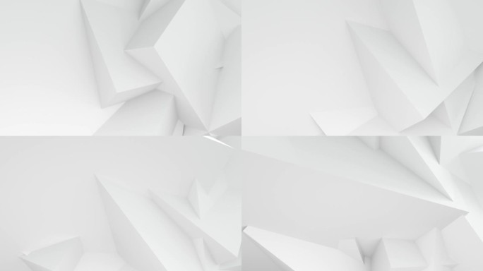 白色抽象背景动画几何三维形状