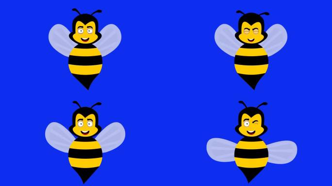 视频动画蜜蜂虫卡通眨眼眼