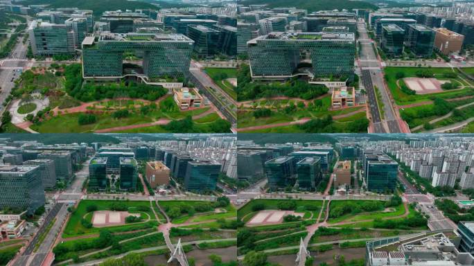 韩国板桥新城无人机景观，IT Center Game company夏季60fps