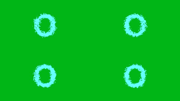 英文字母O与水波在绿色的屏幕背景