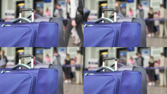 机场候机区的行李箱，4k慢镜头，60帧