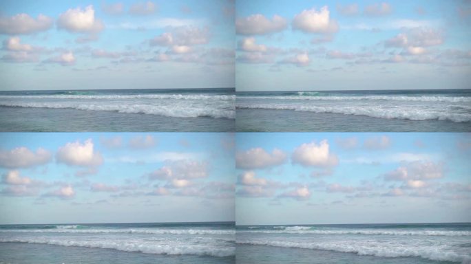 开阔的海面上有大浪。自然背景与阳光在水面上闪闪发光。冥想，放松，和平，宁静