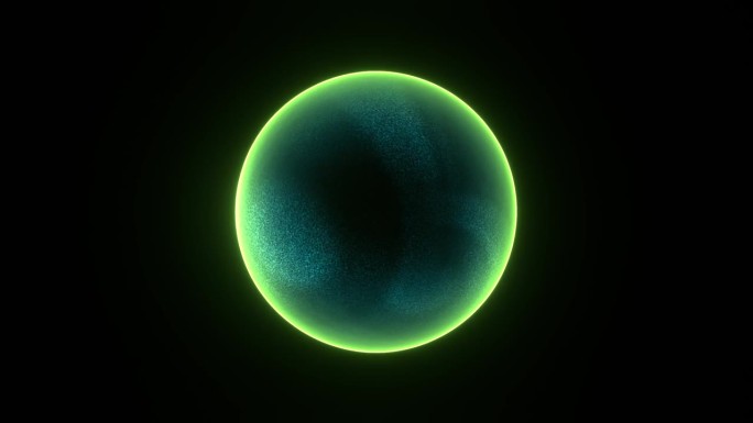 魔术球，彩色数字能量球球圆全球fx。抽象绿色孤立在黑色背景。能源出现。等离子体的效果。