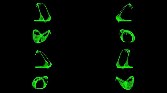 比基尼泳衣在黑色bg上旋转。时装表演。新潮时尚的内衣。产品展示概念。用于标题，文本，演示。商业广告背