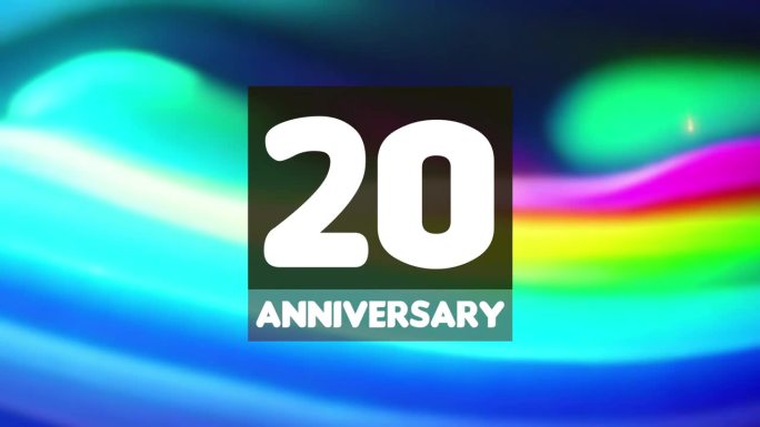 20周年生日庆典横向彩色背景线和正方形