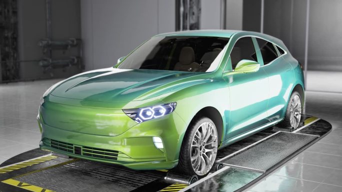新绿色电动汽车制造精加工- 4K分辨率